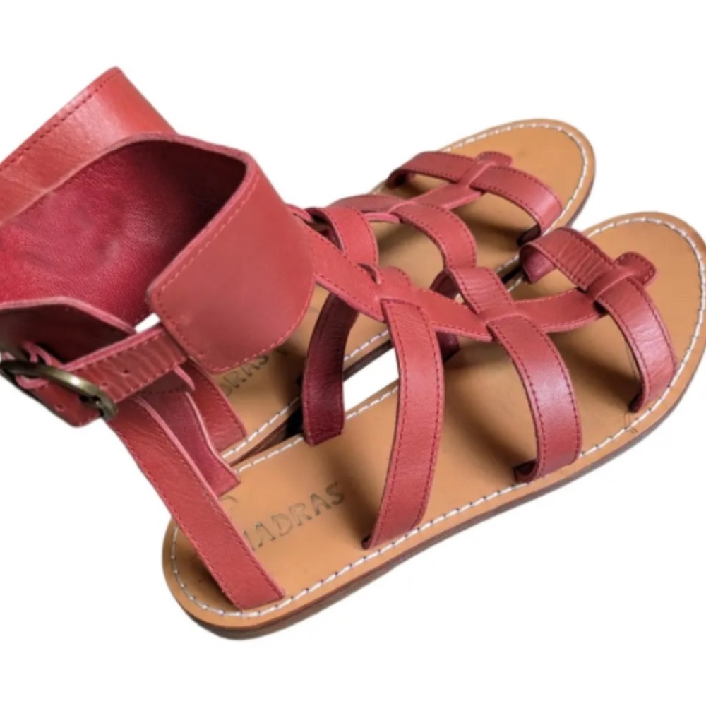 APC Sandals Leather Gladiator Shoes Madras Rouge summer fall mud red burgundy